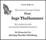 Traueranzeige Ingeborg Thalhammer