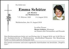 Traueranzeige Emma Schütze