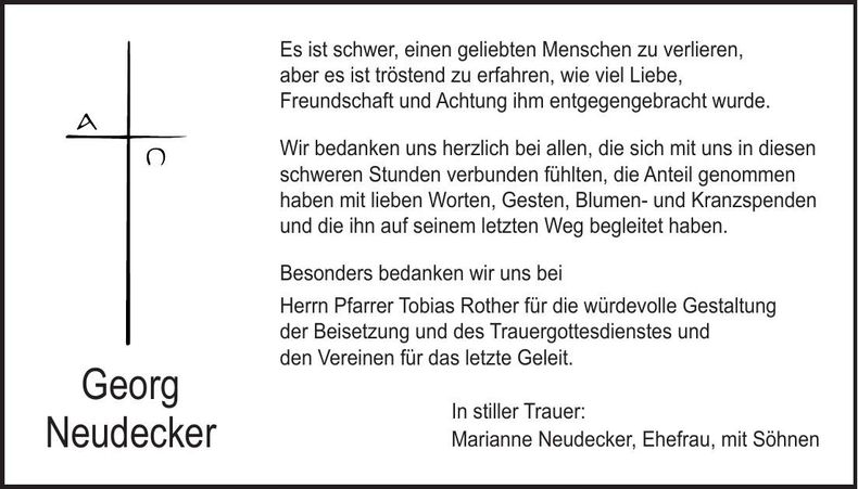 Traueranzeige Georg Neudecker