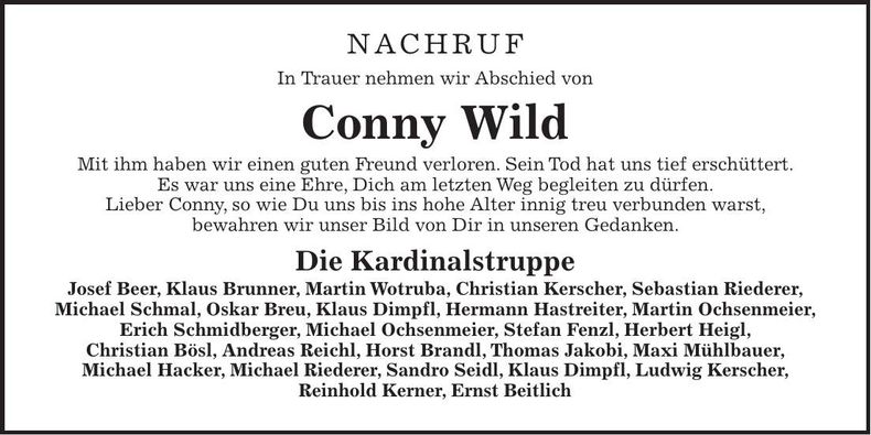 Traueranzeige Conny Wild
