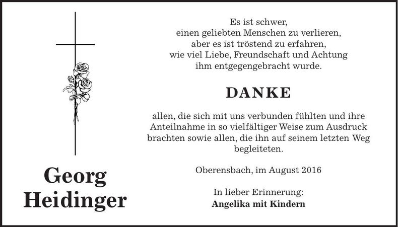 Traueranzeige Georg Heidinger