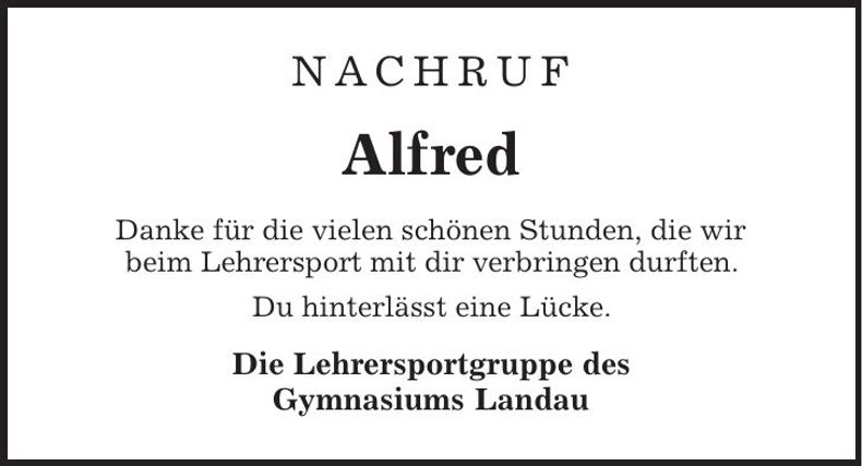 Traueranzeige Alfred Gegenfurtner
