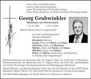Traueranzeige Georg Grubwinkler