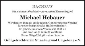 Traueranzeige Michael Hebauer