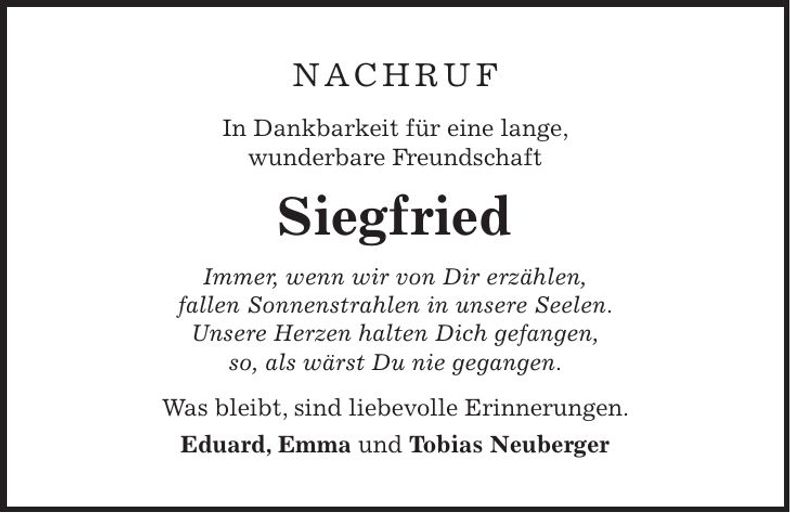 Traueranzeige Siegfried Blank