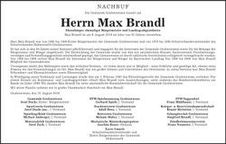 Traueranzeige Max Brandl