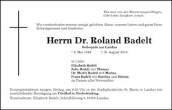 Traueranzeige Dr. Roland Badelt