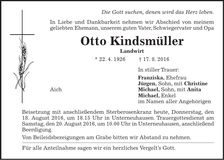 Traueranzeige Otto Kindsmüller