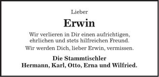 Traueranzeige Erwin Wiesner