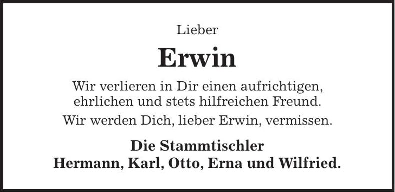 Traueranzeige Erwin Wiesner