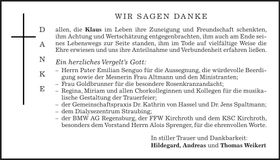 Traueranzeige Klaus Weikert