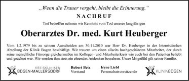 Traueranzeige Kurt Dr. Heuberger