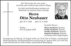 Traueranzeige Otto Neubauer