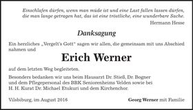 Traueranzeige Erich Werner