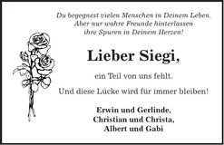 Traueranzeige Siegi Huber