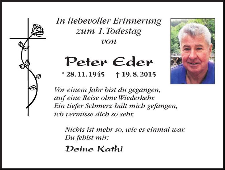 Traueranzeige Peter Eder