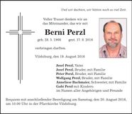 Traueranzeige Berni Perzl
