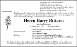Traueranzeige Harry Bitterer