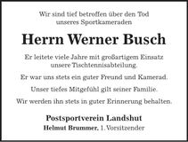 Traueranzeige Werner Busch