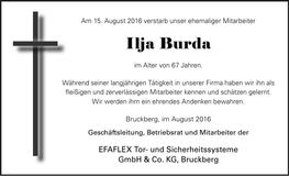 Traueranzeige Ilja Burda