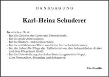 Traueranzeige Karl-Heinz Schuderer