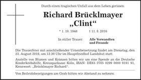 Traueranzeige Richard Brücklmayer