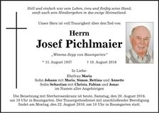 Traueranzeige Pichlmaier Josef