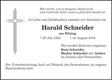 Traueranzeige Harald Schneider