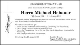 Traueranzeige Michael Hebauer