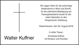 Traueranzeige Walter Kuffner