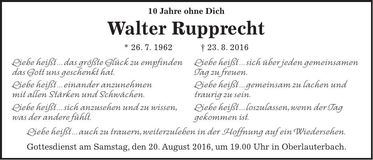 Traueranzeige Walter Ruppreccht