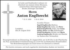 Traueranzeige Anton Englbrech