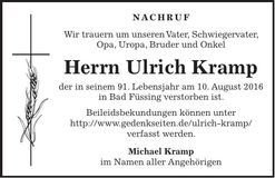 Traueranzeige Ulrich Kramp