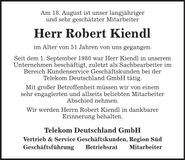 Traueranzeige Robert Kiendl