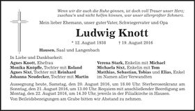 Traueranzeige Ludwig Knott
