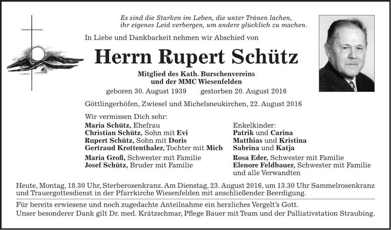 Traueranzeige Rupert Schütz