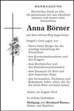 Traueranzeige Anna Börner