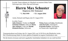 Traueranzeige Max Schuster