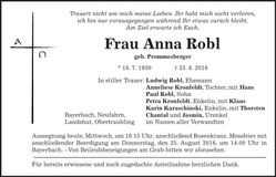 Traueranzeige Anna Robl