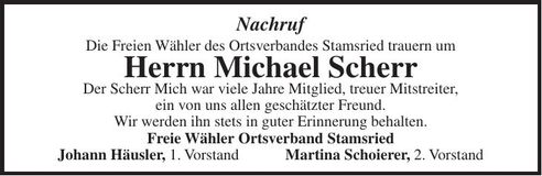 Traueranzeige Michael Scherr