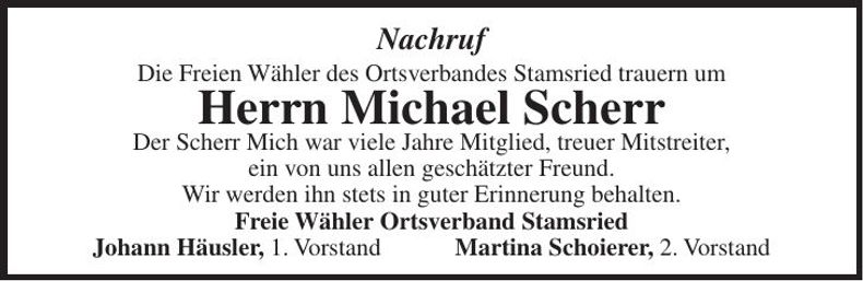 Traueranzeige Michael Scherr