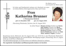 Traueranzeige Katharina Brunner
