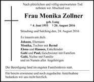 Traueranzeige Monika Zollner