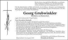 Traueranzeige Georg Grubwinkler
