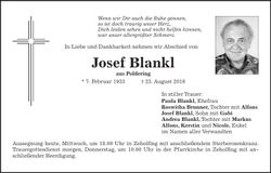 Traueranzeige Josef Blankl