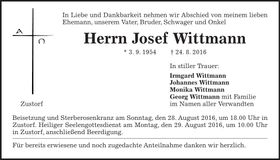 Traueranzeige Josef Wittmann