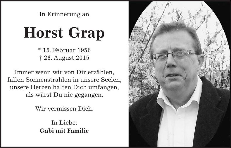 Traueranzeige Horst Grap