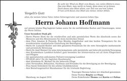 Traueranzeige Johann Hoffmann