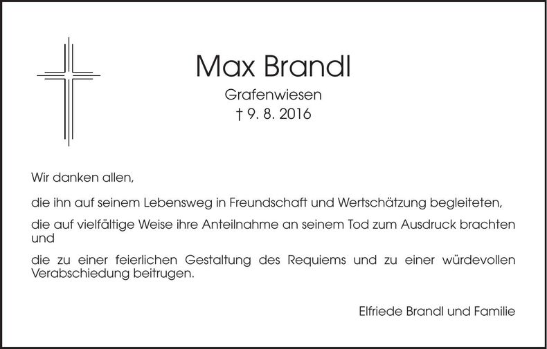 Traueranzeige Max Brandl
