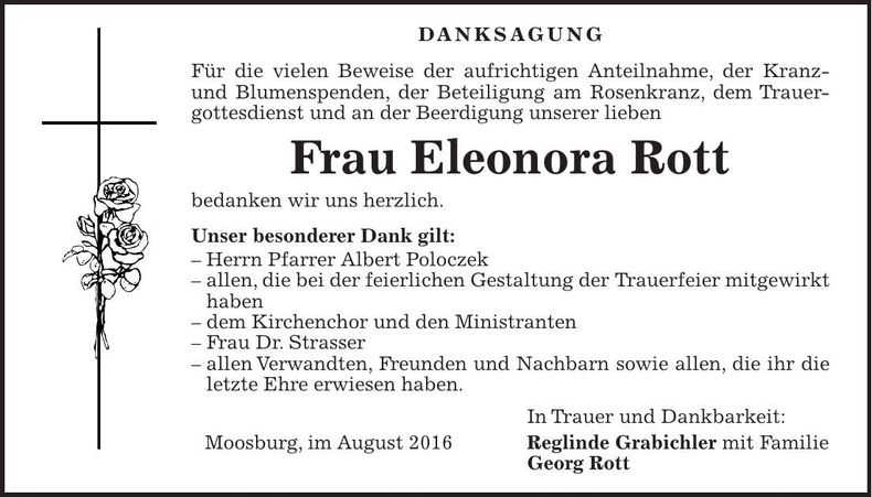 Traueranzeige Eleonora Rott